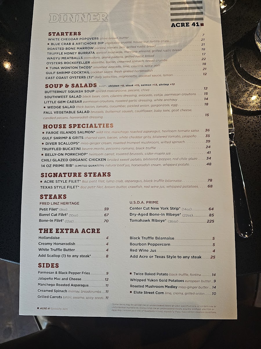 Acre 41 Menu - Image 1