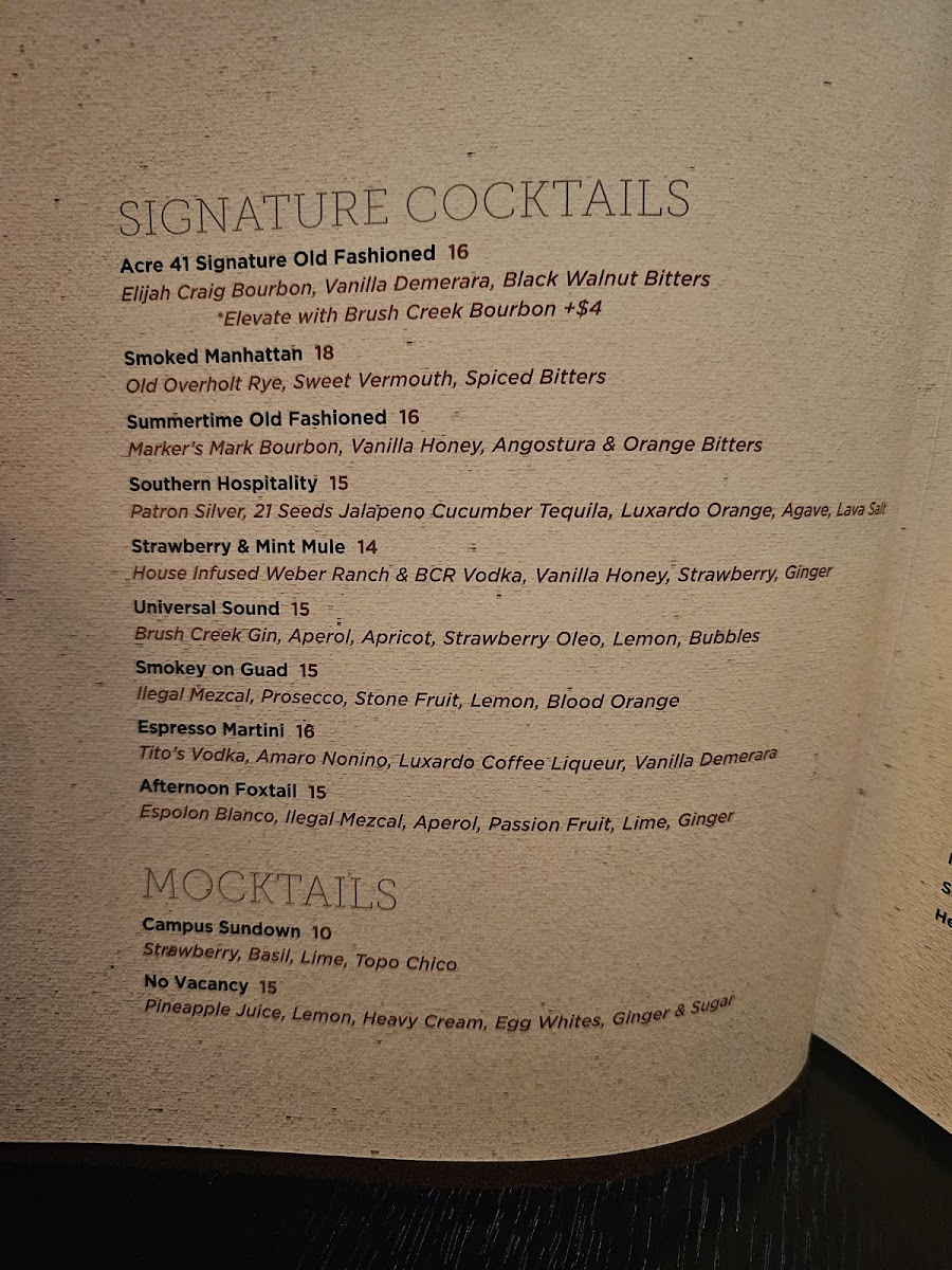 Acre 41 Menu - Image 2